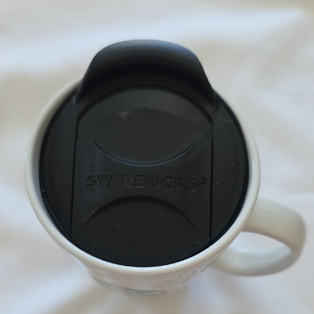 Starbucks 2020 White Snowflake Tubmber Mug With Travel Lid 12oz